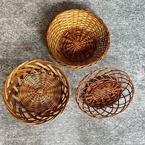 Collection Vintage Basket Lot of 3 Woven Decor Wall Boho Farmhouse Country